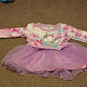 Kidgets Purple Unicorn Tulle Dress with Pink Tie-Dye Top